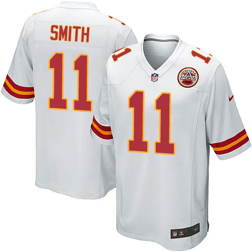 Men's Game Alex Smith Nike Jersey White Road - #11 NFL Kansas City Chiefs